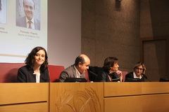 Isabel Diaz Ayuso, Fernando Peinado, Paloma Bel y Carmen Garcia, de izquierda a derecha, durante el congreso de ProCom. / Foto Mari Luz Marcos