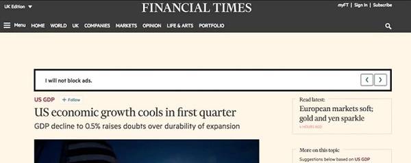 ‘Financial Times’ se pone serio con los bloqueadores publicitarios