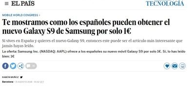 Una web plagia el diseño de 'El País' para engañar con una falsa promoción