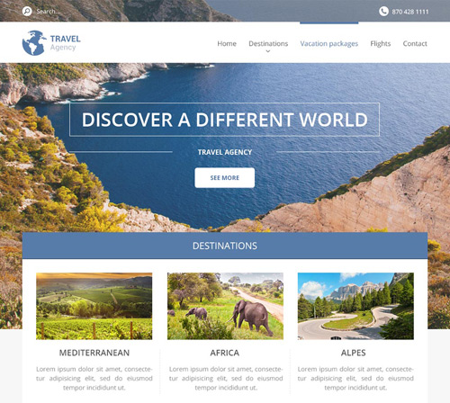 Web oara agencia de viajes creada con pla plantilla breeze en Webnode.es